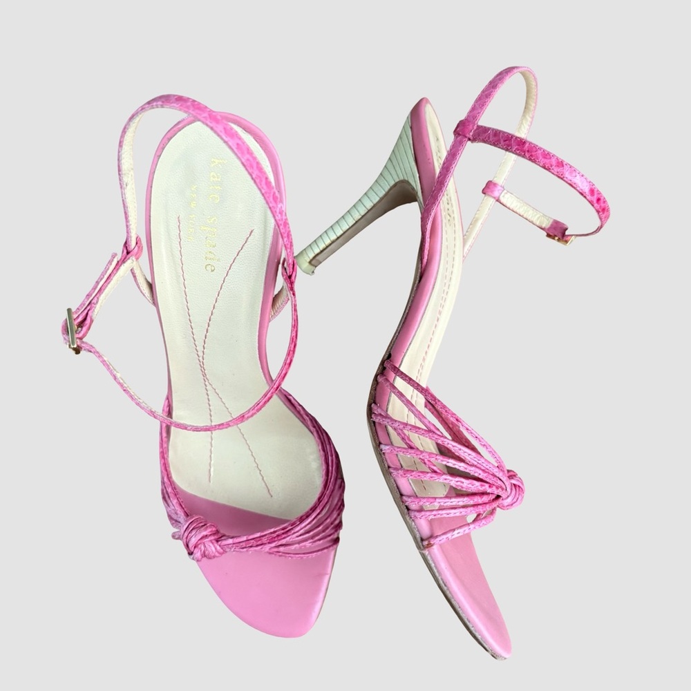 Kate Spade Pink Leather Stiletto Strappy Buckle Sandals US 7.5
